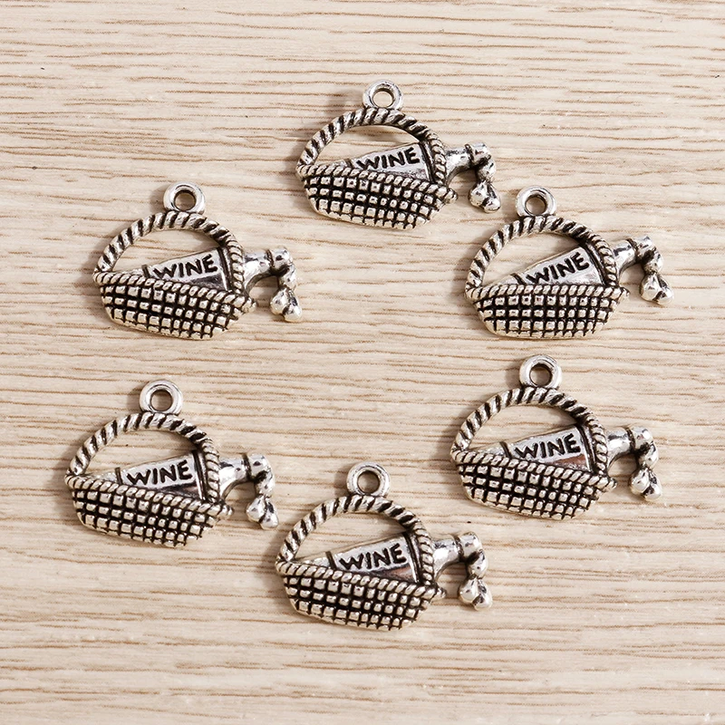 Tusember 20 Stück 19*15mm Metall-Legierung Rotwein-Anhänger DIY Halsketten Ohrringe Handgemachte Anhänger für Schmuckherstellung Zubehör – Detail 4