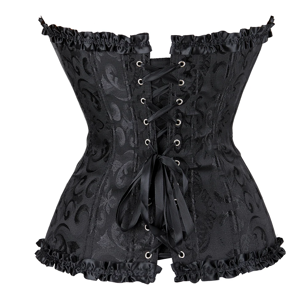 Sexy Victorian Corset Dress Tutu Black Overbust Corset Women Lace Skirt Set Gothic Plus Size Costume Burlesque Corselet Clubwear