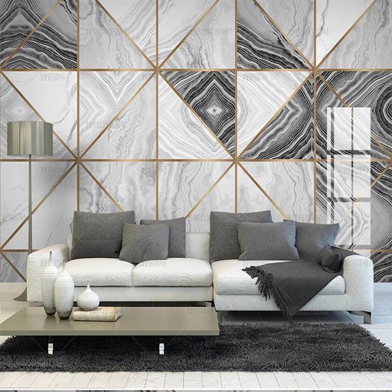 Custom 3d geometric line Jazz white marbling wallpaper sofa TV living room background wall mural bedroom dining room 8d