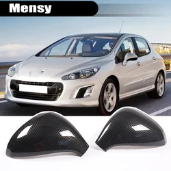 Cubierta de espejo retrovisor de puerta lateral de coche, textura de fibra de carbono ABS, para Peugeot 2006, 2014, 207, accesorios de coche