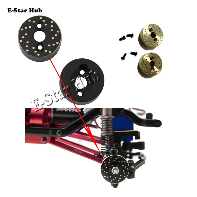 TRX4M Messing Achteras Wiel Hex Hub Adapter Remschijf Contragewicht voor TRX4-M 1/18 RC Auto Upgrade Onderdelen