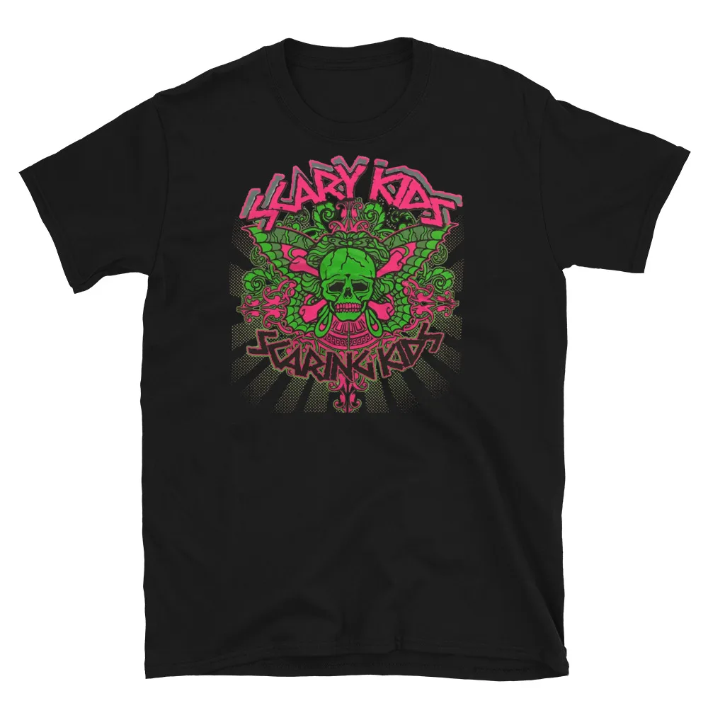 SCARY KIDS SCARING KIDS Neon Green & Pink Skull Screamo Emo Band T-Shirt  Unisex T-shirts  brand vintage