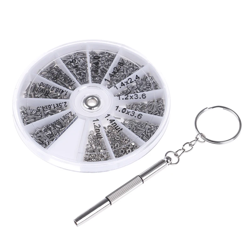 600Pcs Tiny Screws Nut + Screwdriver Watch Eyeglass Glasses Repair Tool Set New