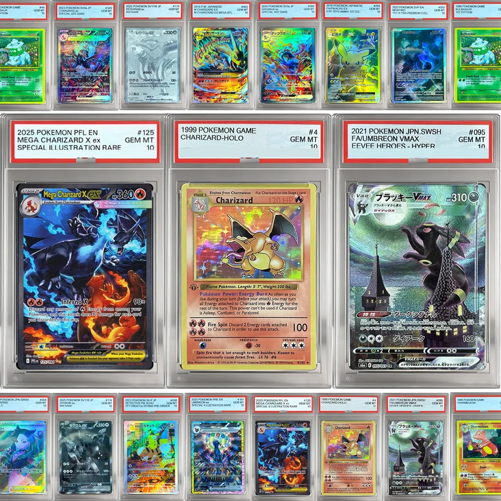 DIY PTCG Umbreon Pichu Mewtwo Charizard Rating Collection Card Self Made Hobbies Collection Card JP EN Version Birthday Gift Toy