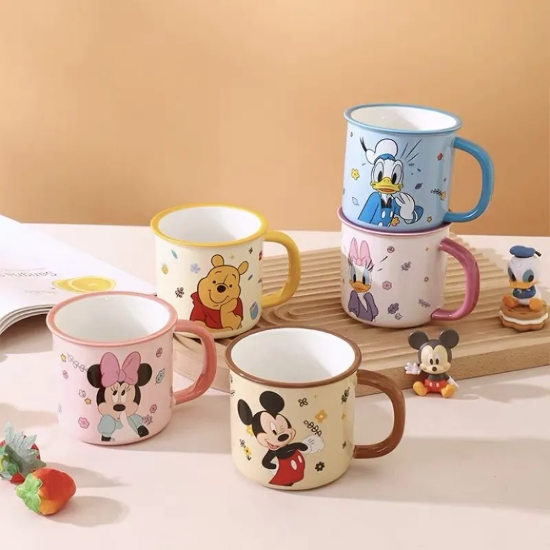 Disney Lotso Mickey Minnie kaczor Donald Judy animacja kreskówka urocza kubek ceramiczny dla dzieci kreatywna Kawaii filiżanka kawy kubek na prezent