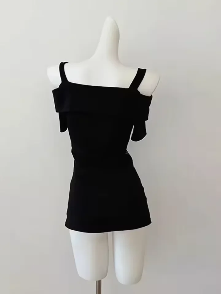 Y2k Esthetische Schedel Brief Afdrukken Vintage Tops Gothic Streetwear Slash Hals T-shirts Vrouwen Grunge Dubbele Ritsen ​ Harajuku T-stukken