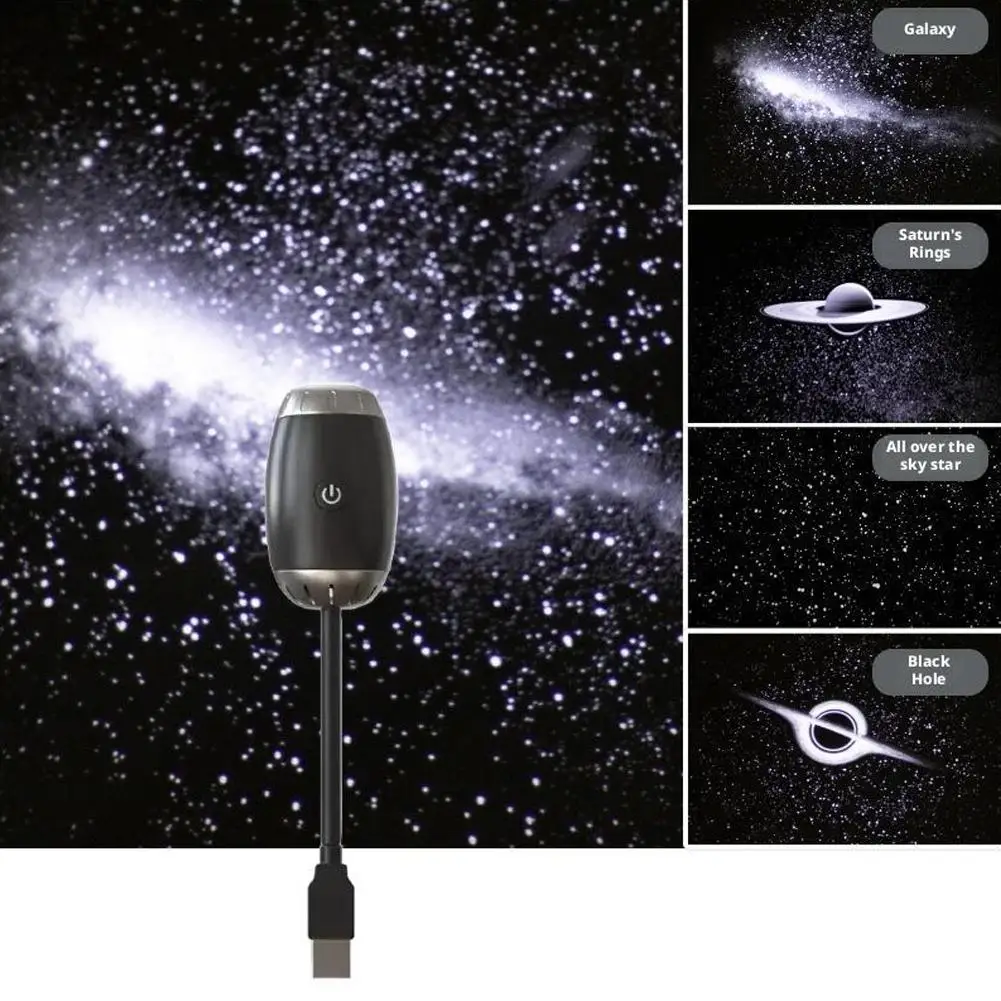 Image of LED Sternenhimmel Auto-Ambientelicht USB Einstellbarer Fokus Saturn Galaxie Große Projektionsreichweite Romantische Party-Innendekorationsbeleuchtung