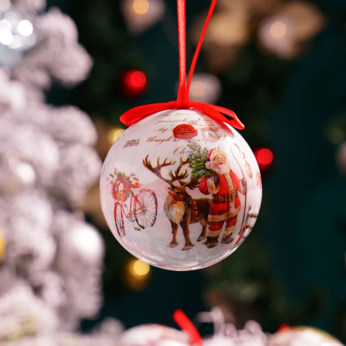 1pc Christmas Hanging Balls Red White Santa Snowman Ball Pendant Xmas Tree Decorations Home Party Gifts Navidad New Year 2023