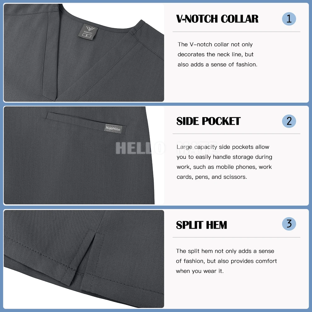 Medical Apparel Scrubs Set Uniform High-quality Anesthesiologist Work Clothes Women Summer Tops Pants Hospital Surgical Uniforms - view 4