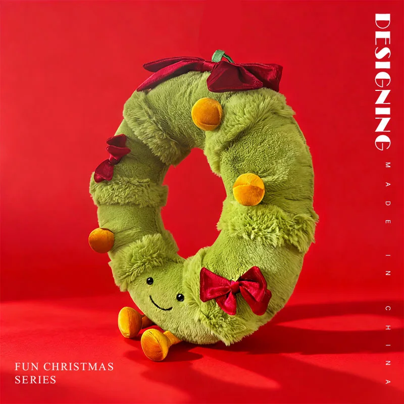 عيد الميلاد إكليل سلسلة دمية دمية ألعاب من نسيج مخملي دمية القوس ندفة الثلج شجرة عيد الميلاد ديكور المنزل هدية للأطفال #2