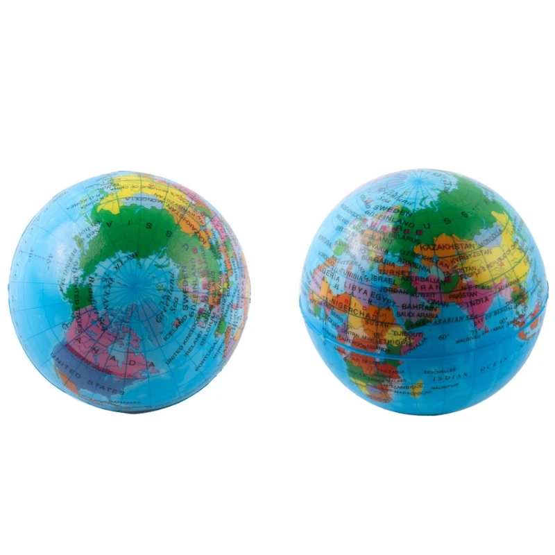 6Pcs Earth Squeeze Toy with World Map Soft PU Foam Stress Ball for Sensory Relief Creative Decompression Gift for Kids Adults