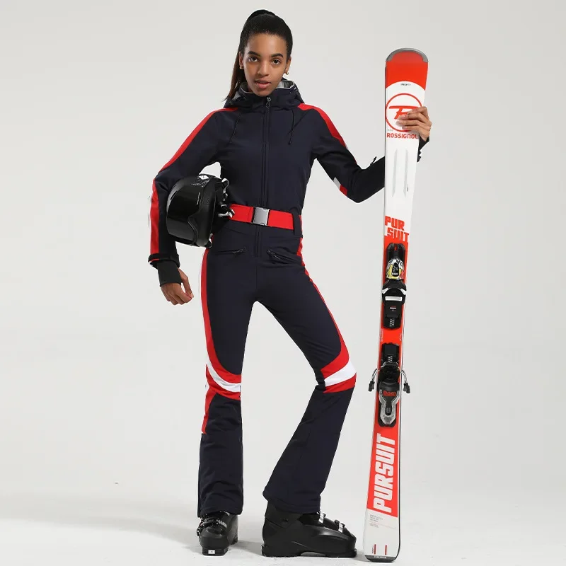 Ski Suit Set Double Board Slim Fit  Waterproof  Windproof  Breathable  and Warm One-piece Ski Suit for Women