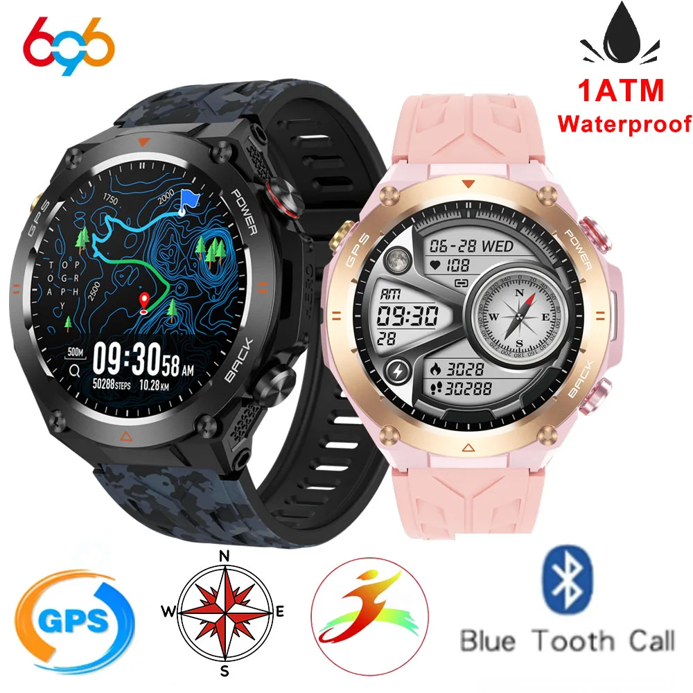 

696 Blue Tooth Call Smart Watches Men Waterproof Compass 650mAh Sports Smartwatch Altitude Barometer LED Flashlight Calculator