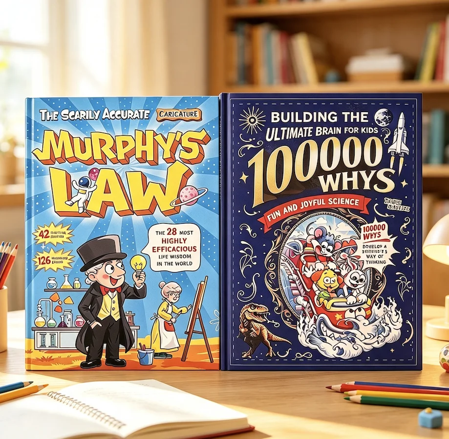 Kids Education Book - ชุดหนังสือสำหรับเด็ก 2 เล่ม: หนังสือการ์ตูนกฎของเมอร์ฟี่ และสารานุกรมวิทยาศาสตร์ 100,000