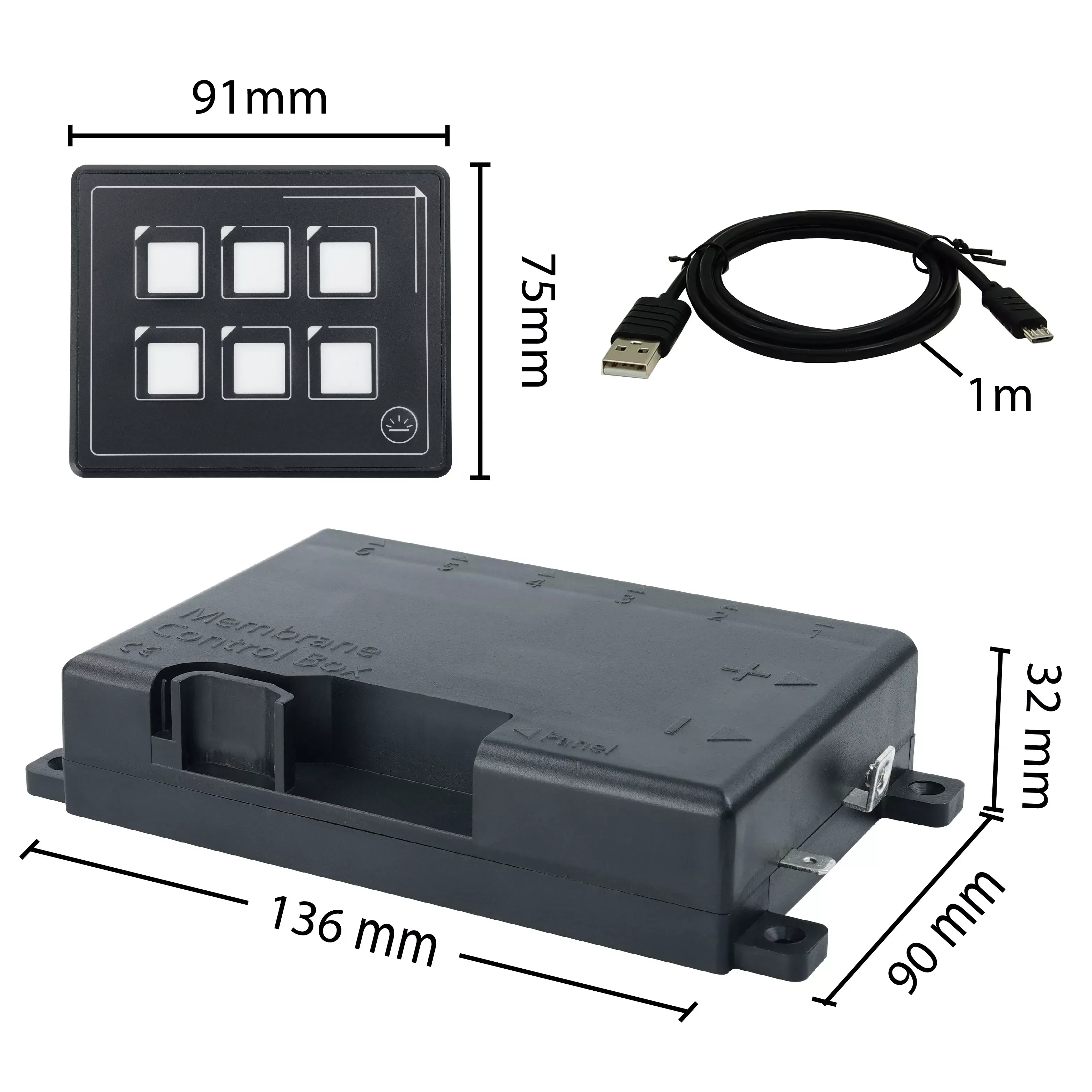 12V 24V Car Universal 6 Way LED Touch Membrane Control Panel Switch Electronic Accessory On/Off Rocker Toggle Switch Panel Box