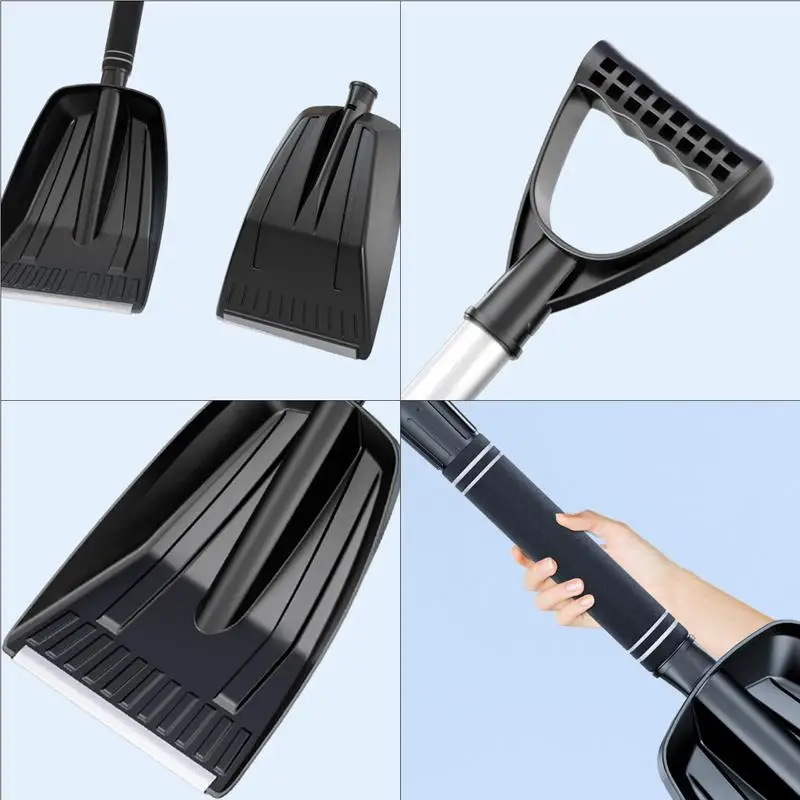 Heavy Duty Snow Shovel Strain-Reducing Snow Shovel With Retractable Handle Extra Deep Snow Scoop Shovel 28inch For Digging Soil