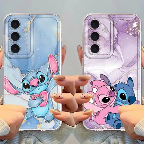 Disney Marble Stitch Case for Samsung Galaxy A55 A23 A73 A54 A26 A24 A25 A14 A33 A35 A56 A36 A13 A15 Soft Cover