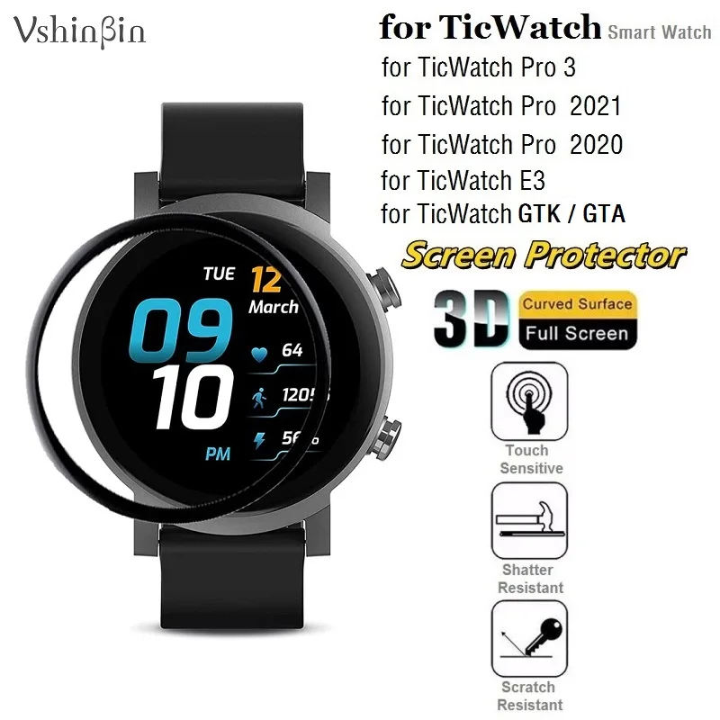 

Мягкая защитная 3d-пленка для смарт-часов TicWatch Pro 3, 100 шт., полное покрытие, защита от царапин, Защитная пленка для Ticwatch E3 GTK GTA