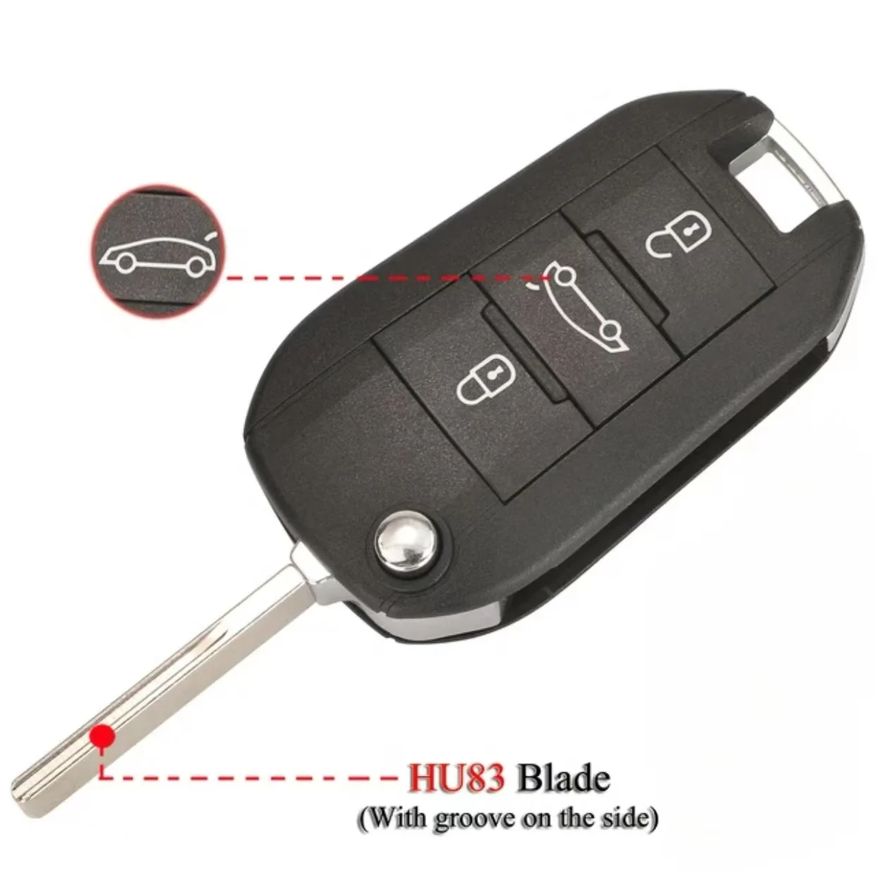 Jingxin 2/3BT HU83/VA2 Klinge Fernbedienungs-Klappschlüsselgehäuse für Peugeot 208 301 308 508 2008 3008 5008 für Citroen C3 C4 C4L – Detail 3