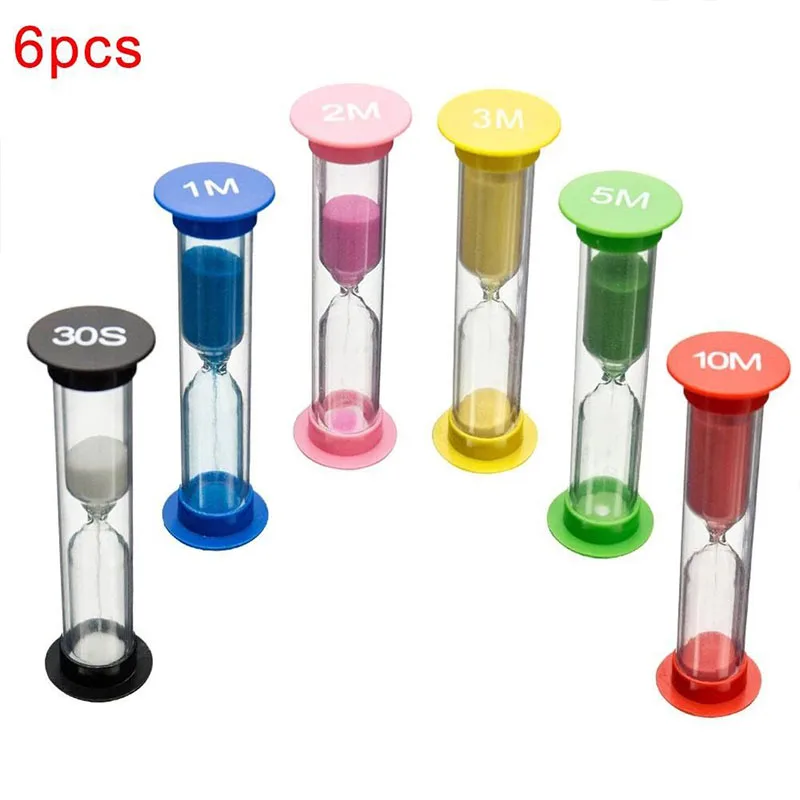 6PCS Sand Hourglass Teeth 2 Minutes Stitch Hourglass Child Tooth Brushing Hourglass Children's Sand Watch Teeth Brushing Timer