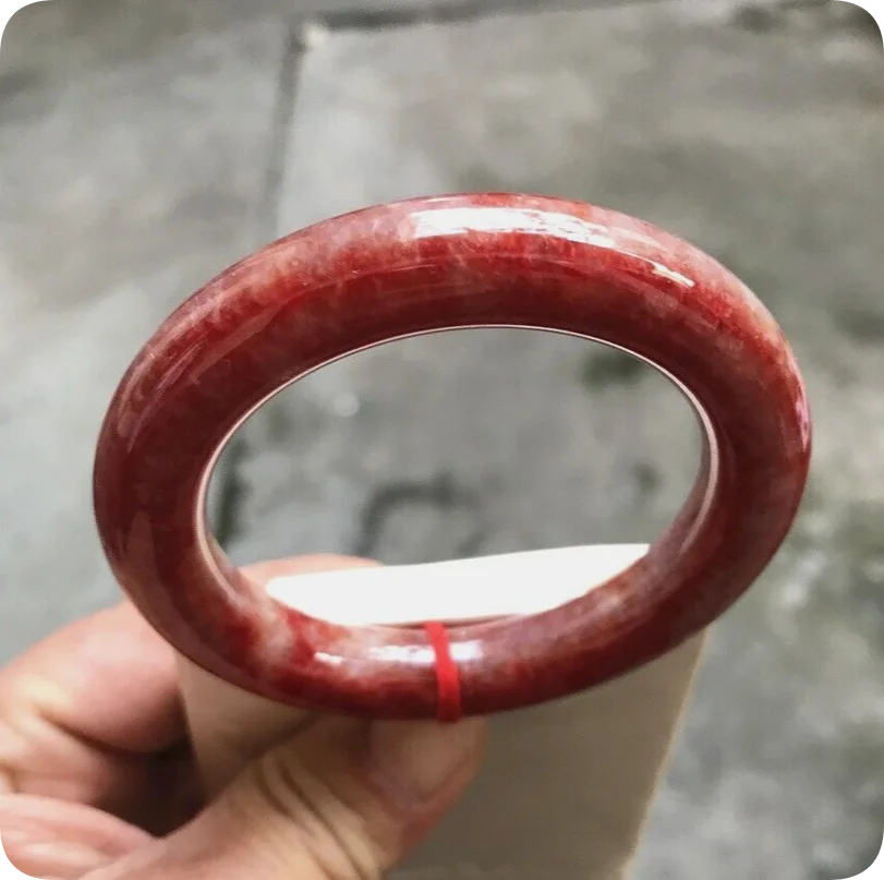 55MM Myanmar Natural Icy Red Jadeite Jade Bracelet Bangle Jade Bracelet