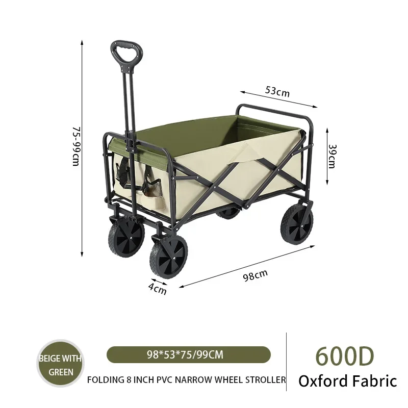 Wholesale Price Utility Wagon Beige Camping Trolley Portable Garden Folding Wagon Cart