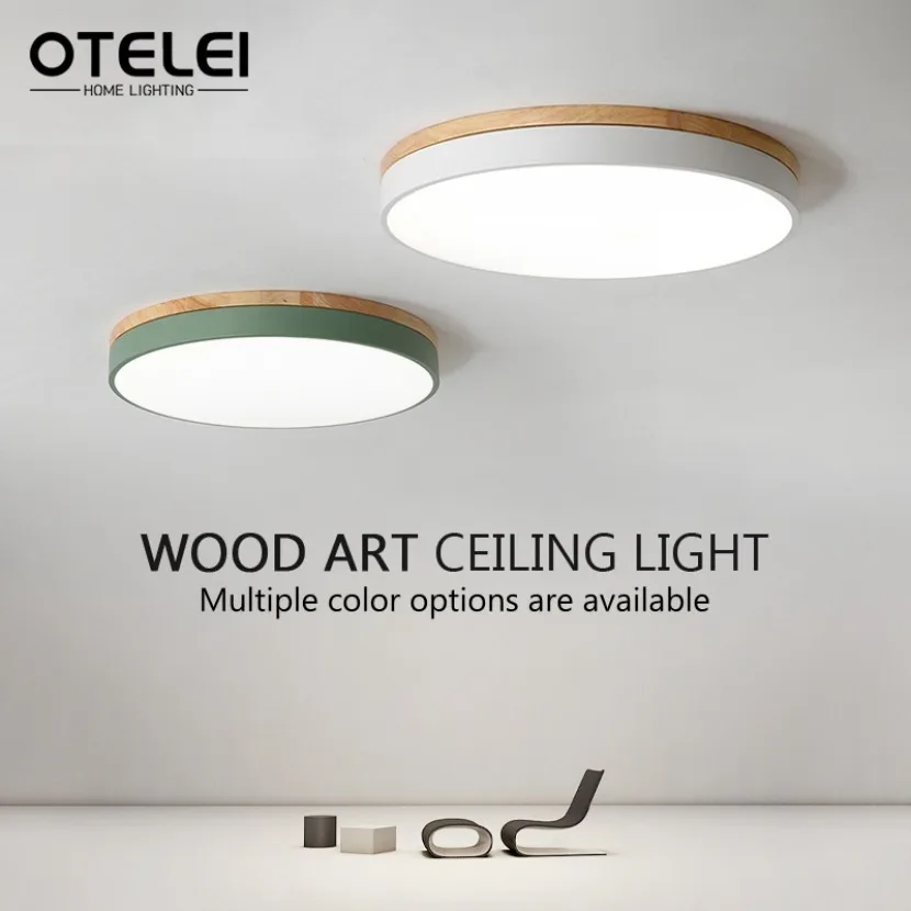 Nordic Round Macaron Wood Ceiling Light Balcony Living Room Bedroom Children's Room  Led Lights for Room Home Decor Ceiling Lamp