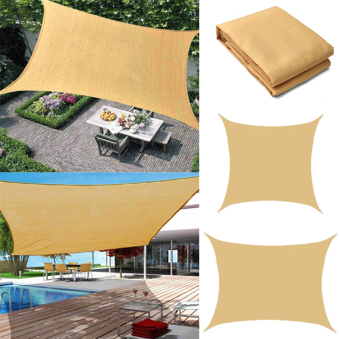 Sand Color All size Waterproof Sun Shade Sail Square Rectangle Triangle Garden Terrace Canopy Pool Shade Camp Hiking Yard Awning