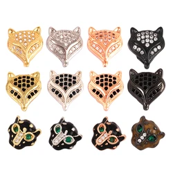 Fox Leopard Cute Animal Space beads, Micro Pave CZ Clear Black Cubic Zirconia beads , Men Bracelet Charms, Bracelet Charms Q45