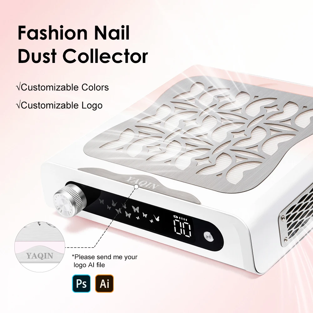 Professional Strong Cleaner Acrylic Gel Nail Polishing Nail Dust Collector 60W Powerful Dust Collector for Nails Salon