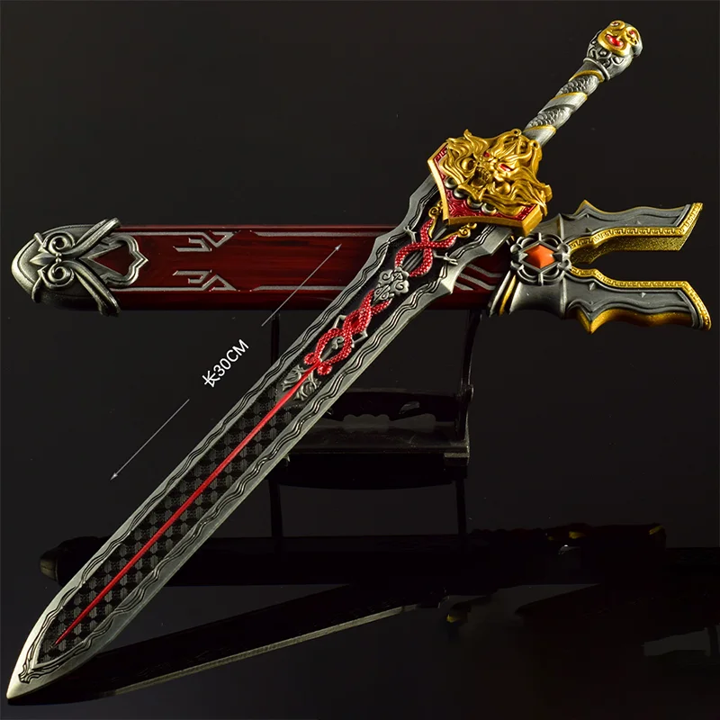 30cm Naraka: Bladepoint Sword All-metal Handicraft Ornaments Longquan Sword with Sheath Gifts Collections Game Peripherals Knife