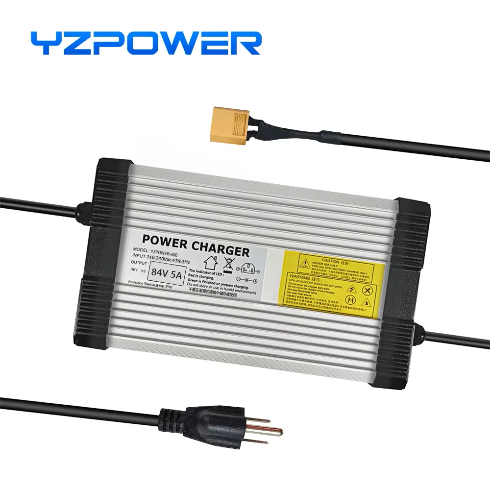 YZPOWER 84V 5A Lithium Battery Charger 20S 72V Charger Lithium Battery Pack Power Tool Universal with Cooling Fan
