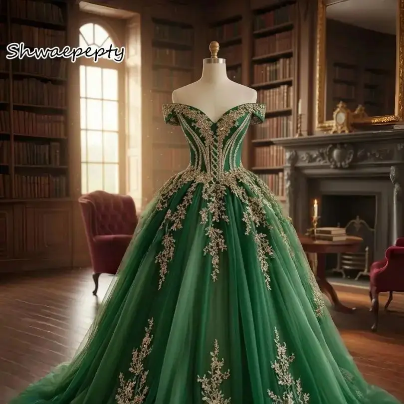 gold and green wedding dress a line Emerald Green and Gold Dress for Wedding