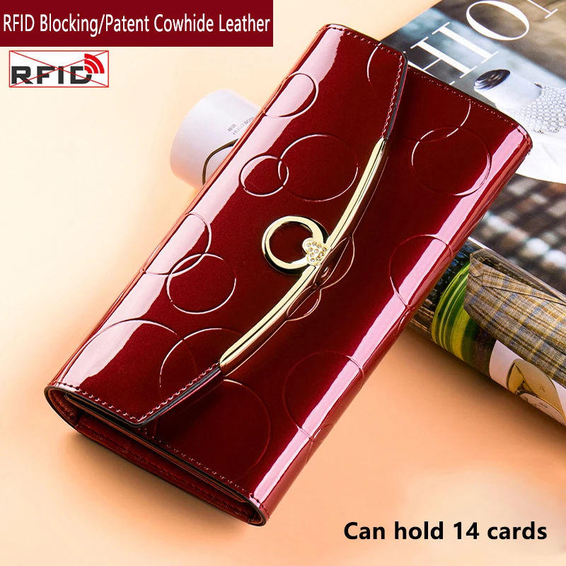 Genuine Leather Long Wallet for Women Large Capacity Multi-Function Card Holder Purse Elegant Clutch Wallet
