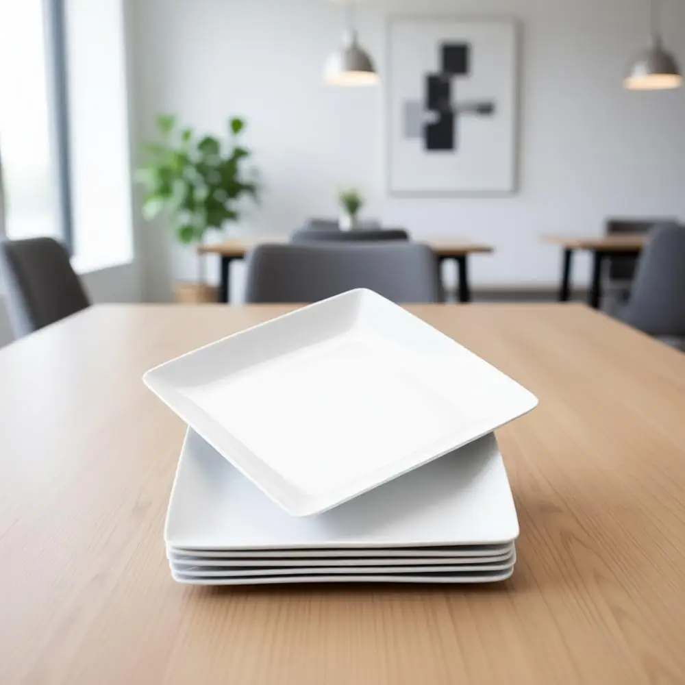 

Тарелки обеденные квадратные 10,75 дюйма, набор из 6 штук, белые