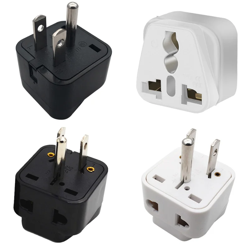 Universal Black White Copper 15A 125V USA Japan Canada Mexico 5-15P 3pin travel adapter plug socket converter for US EU AU UK