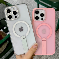 Fold Kickstand Magnetic Matte Case For iPhone 17 16 15 Pro Max 13 14 Plus 12 11 XR 16E For Magsafe Stand Holder Shockproof Cover