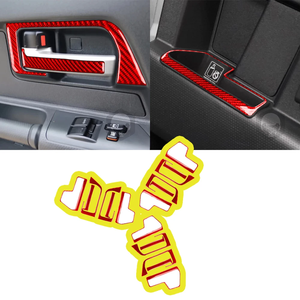 ドアハンドル装飾カバーステッカーデカール-fj-クルーザー-2007-2008-2018-2019-2020-2021-車のインテリアアクセサリーカーボンファイバー