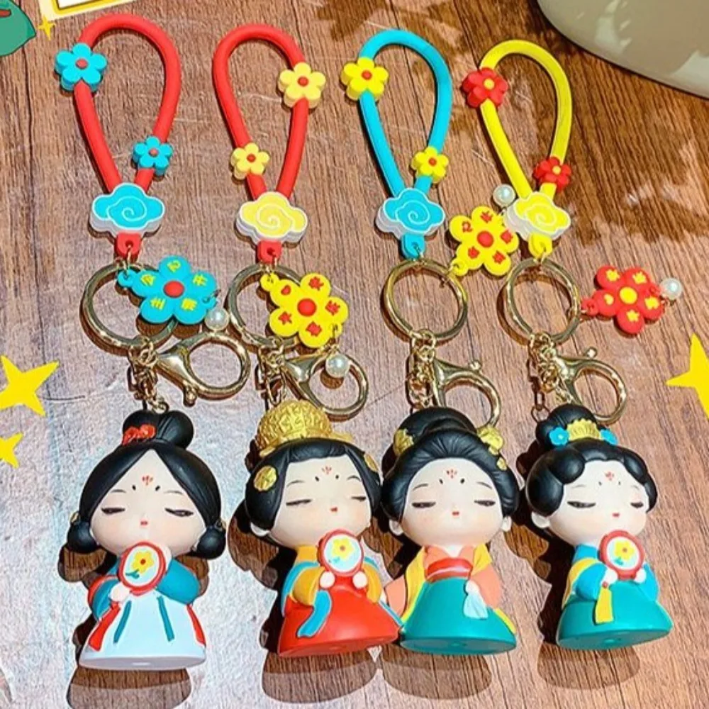 الحلو سيليكون المطاط النمط الصيني المفاتيح الديكور الحلي الكرتون الدمى قلادة حقيبة معلقة سيارة حلقة رئيسية الفتيات