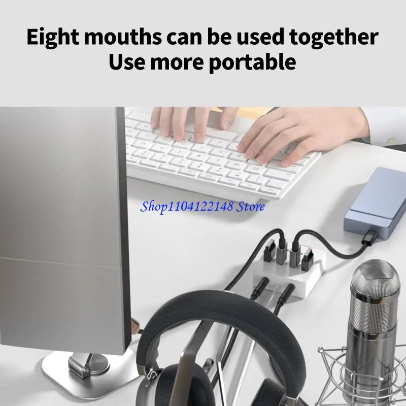 P9FA Fast Speed Double AUXes 3.5mm And Card Reader USB C Splitter Hubs For 4 USB3.0 Port