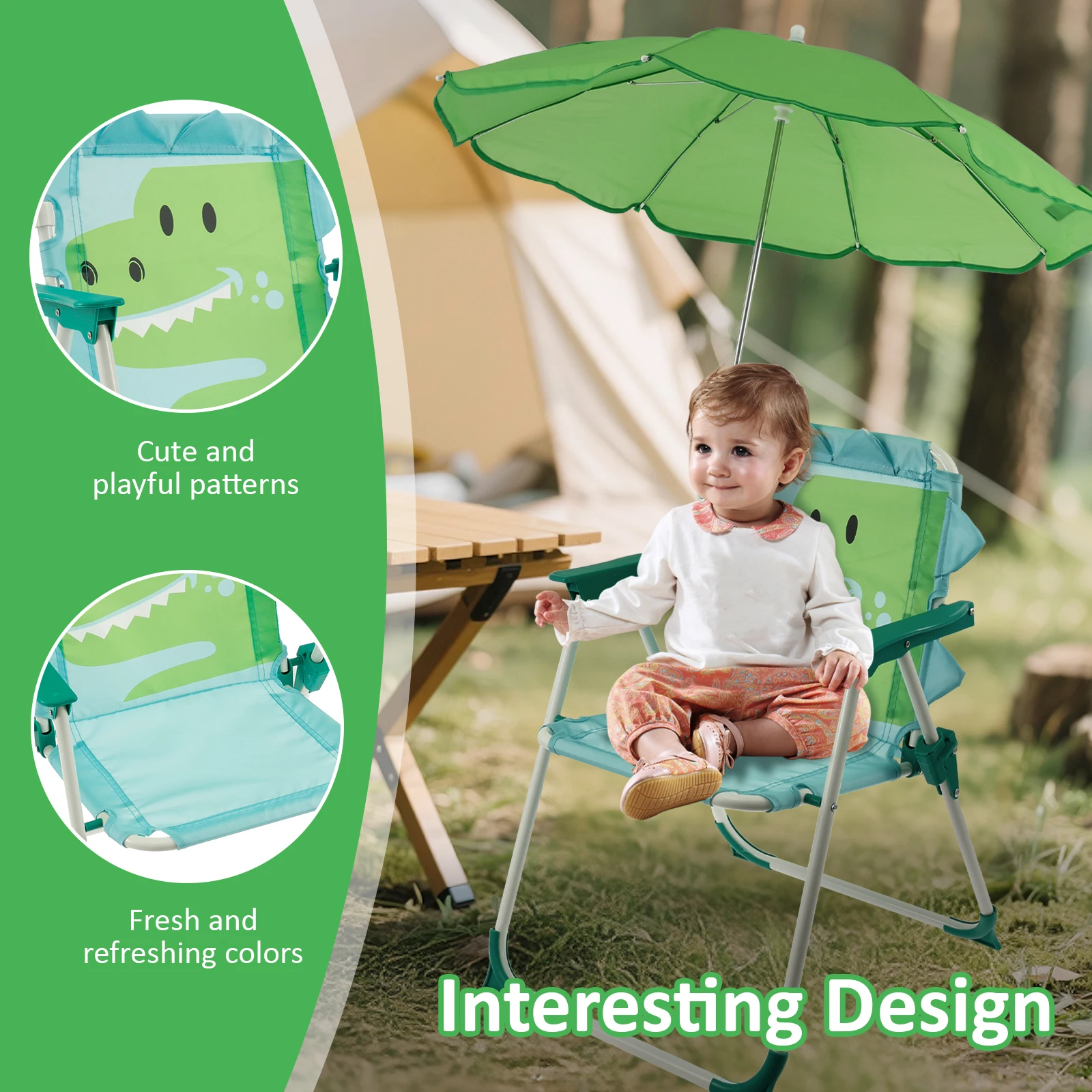 Kids Folding Beach Chair With  - Kids Outdoor Loungers 评论和价格
