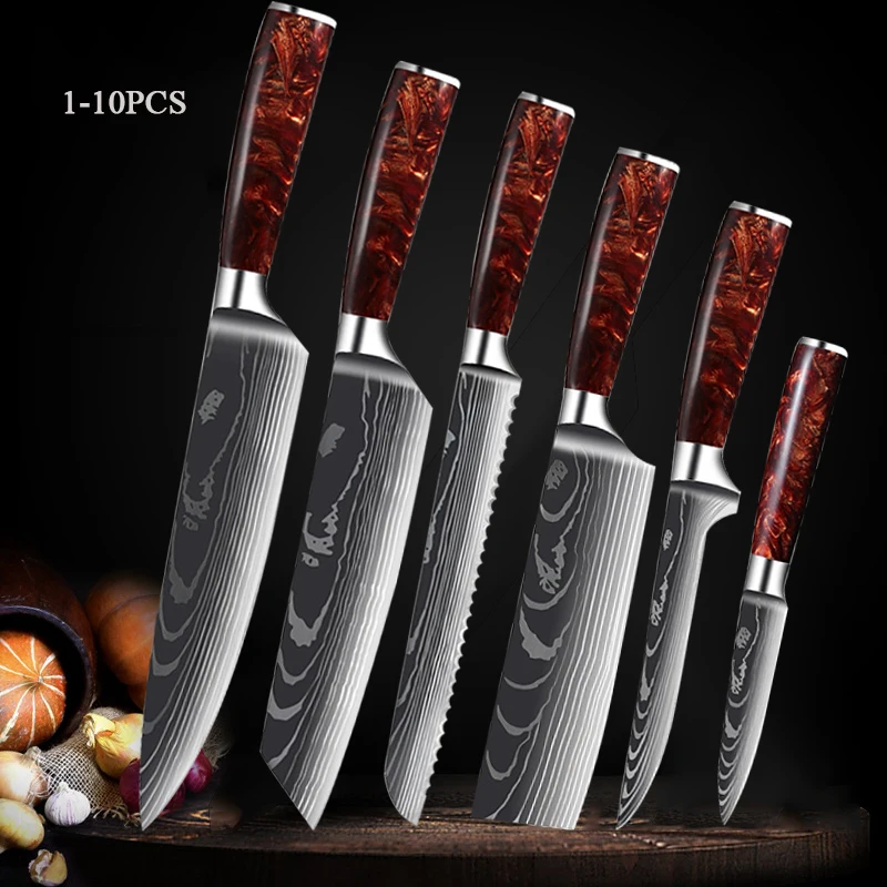 

7CR17Mov Chef Knives Set Santoku Salmon Slicing Knife Fish Fillet Kitchen Boning Peeling Knife for Sashimi Sushi