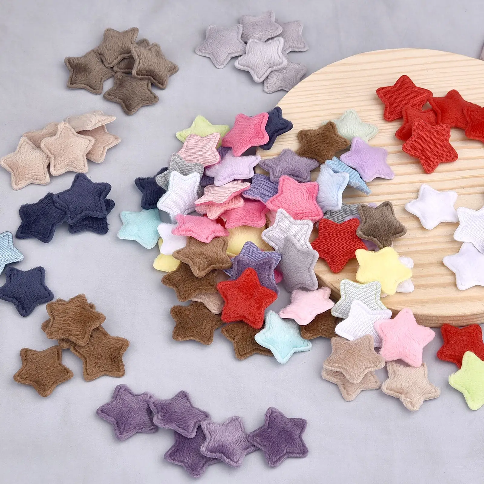 50Pcs/Pack 25mm Padded Plush Star Patches DIY Hairpin Garment Repair Patches Applique Handmade Patchwork Sewing Accessories