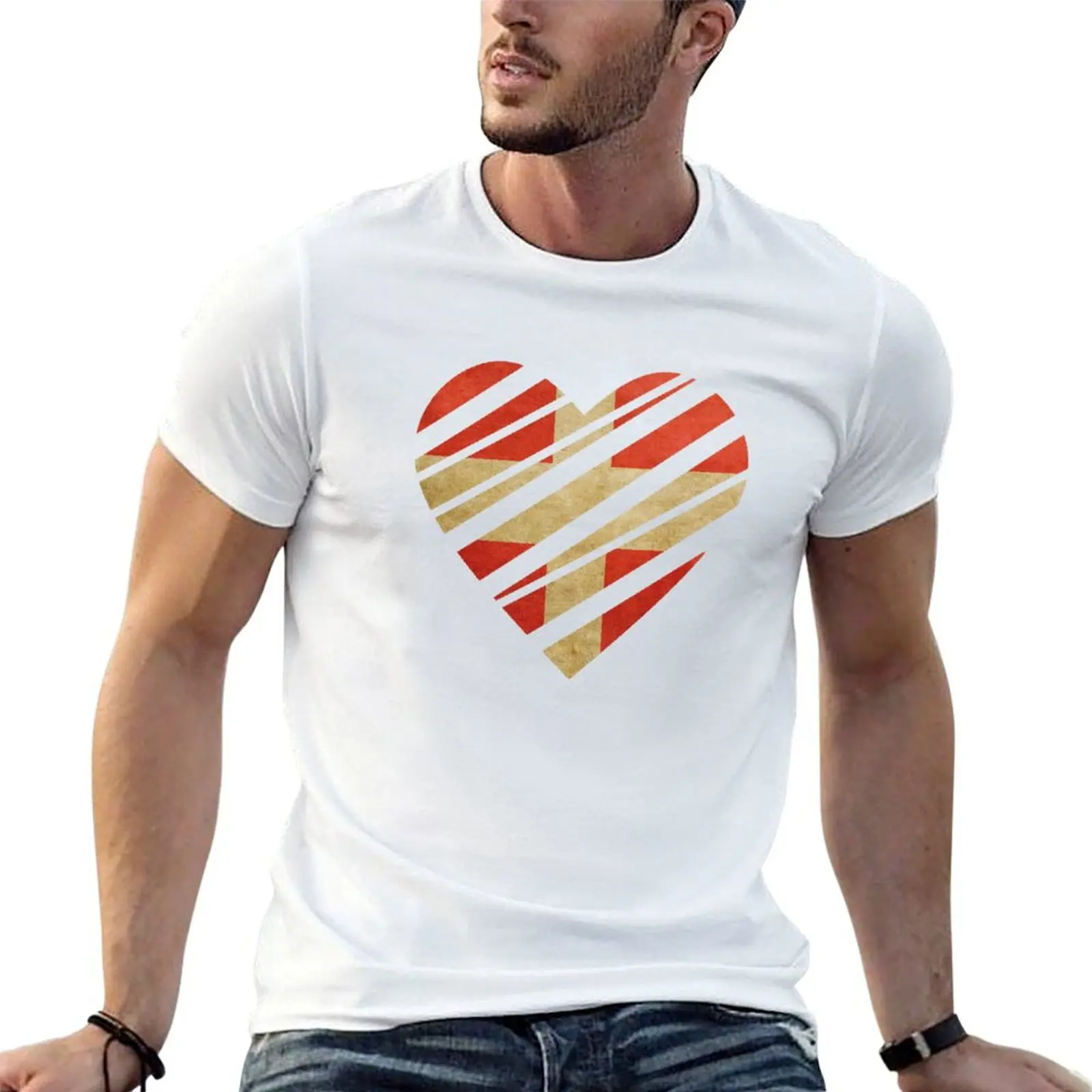 Denmark Heart T-Shirt Classic Basic Casual T-Shirt