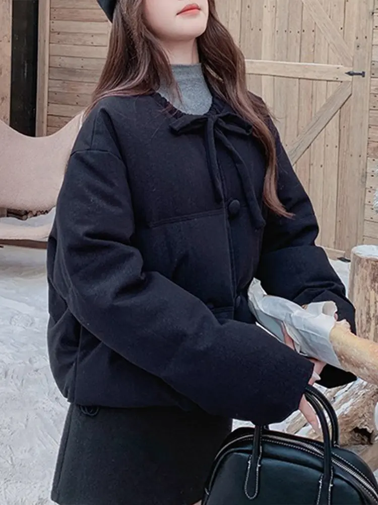 

Hebe Sle ort Puffer Jaet Women's Winter New Bread Coat Warm Ele Beautiful Korean Loose Fit Cotton down Jaet