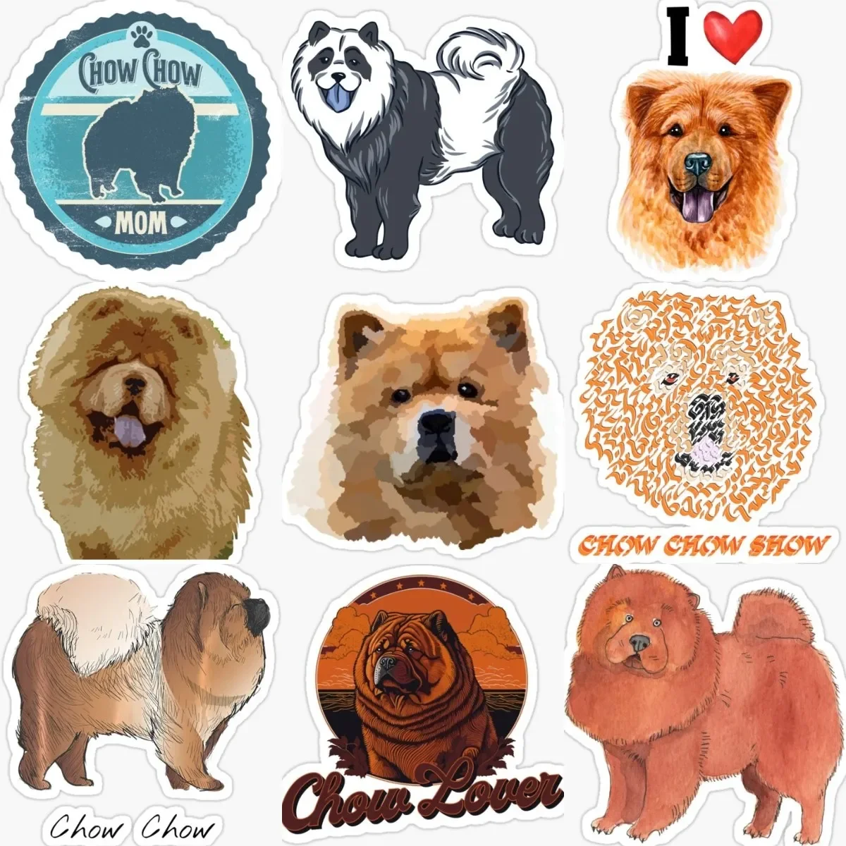 

Chow Chow Dog Pets Catoon Creative Sticker Wall Room Truck Motorcycle Car Window Glass Helmet Camper Off-road Decal Customizable