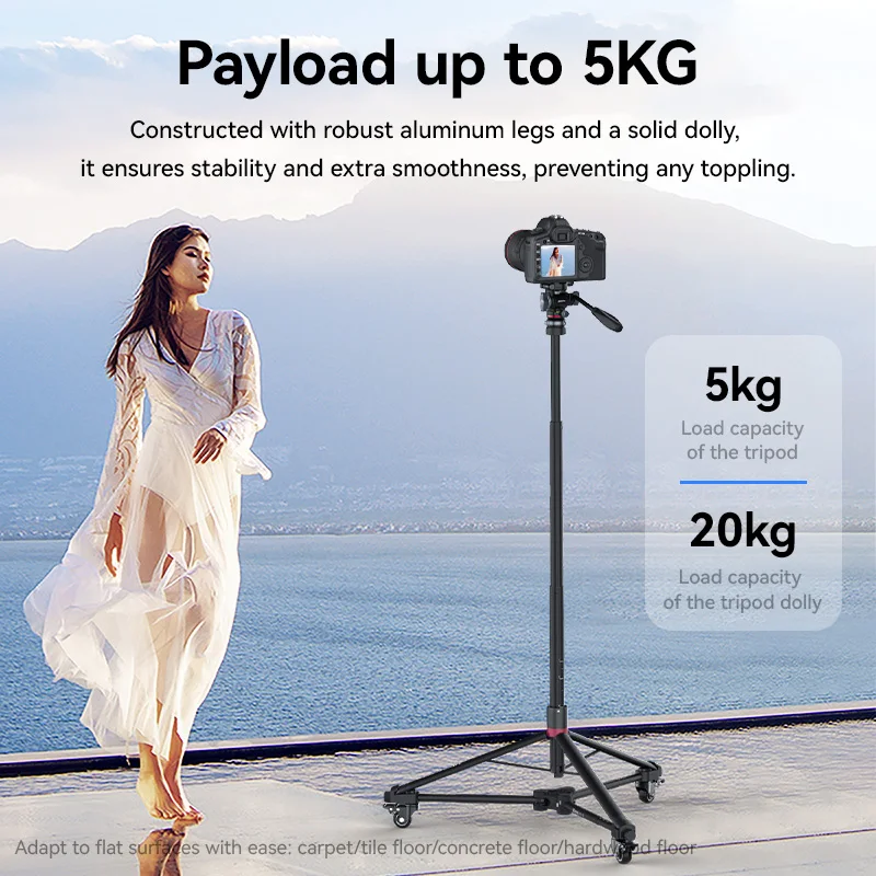 ​Ulanzi AT-02 Portable Tripod Dolly Kit Quick-moving Tripod Light Stand for Camera Fill Light for Vlog Video Recording