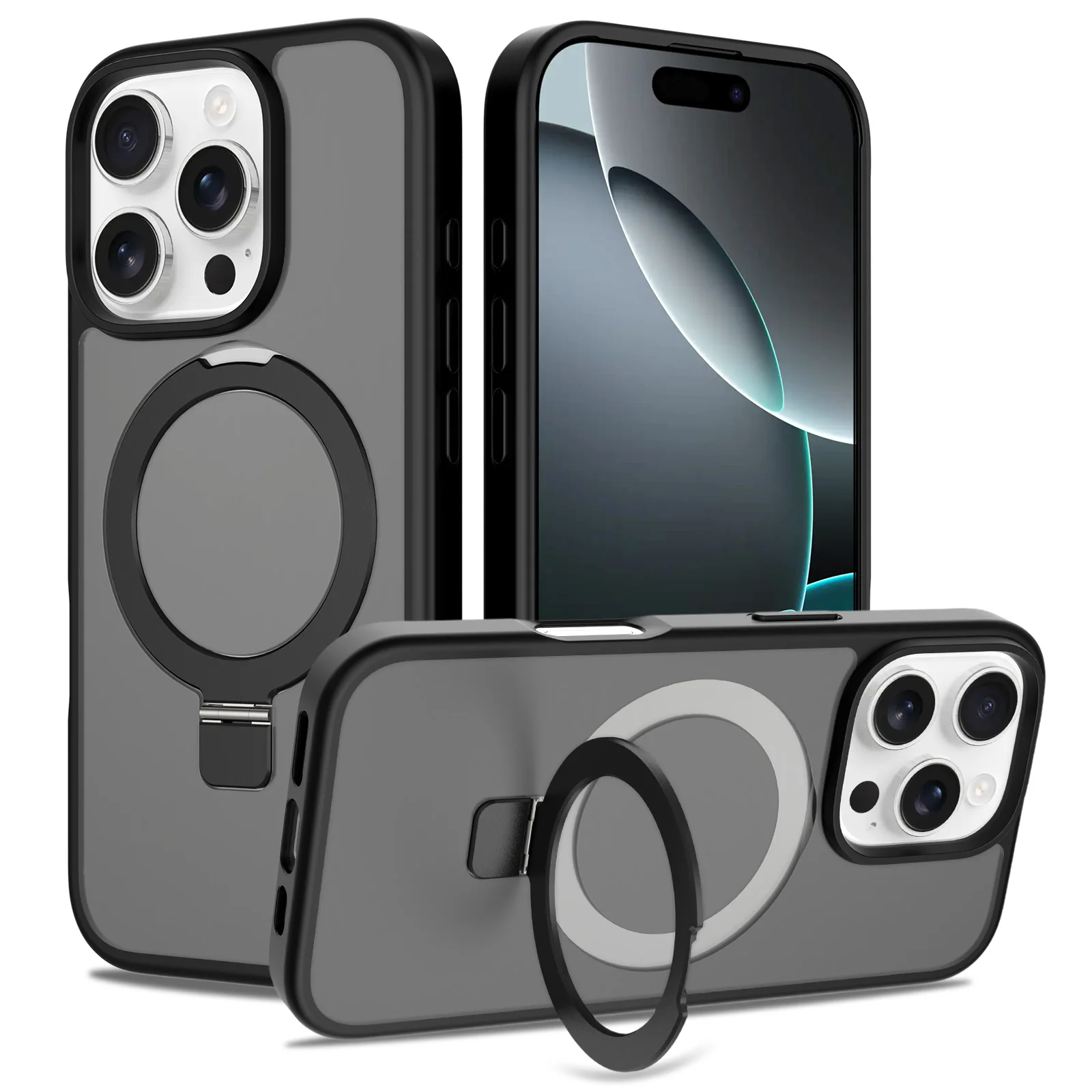 Ständerhalter-Hülle für Magsafe iPhone Air 17 Pro Max 16 Plus 15 14 13 12 11 Mag Safe Stoßfeste Durchscheinende Matte Handyhülle