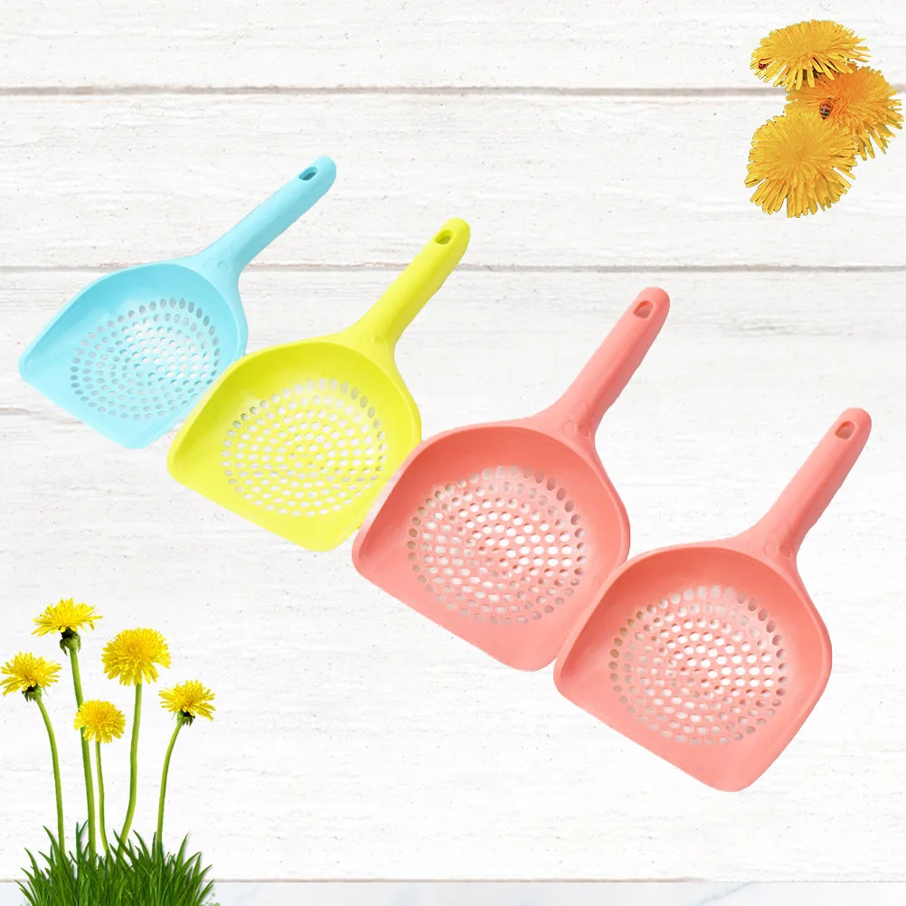 4Pcs Cat Litter Scoop Plastic Long Handle Pet Shovel Heavy Duty Waste Cleaner for Small Large Cat Pan Random Color