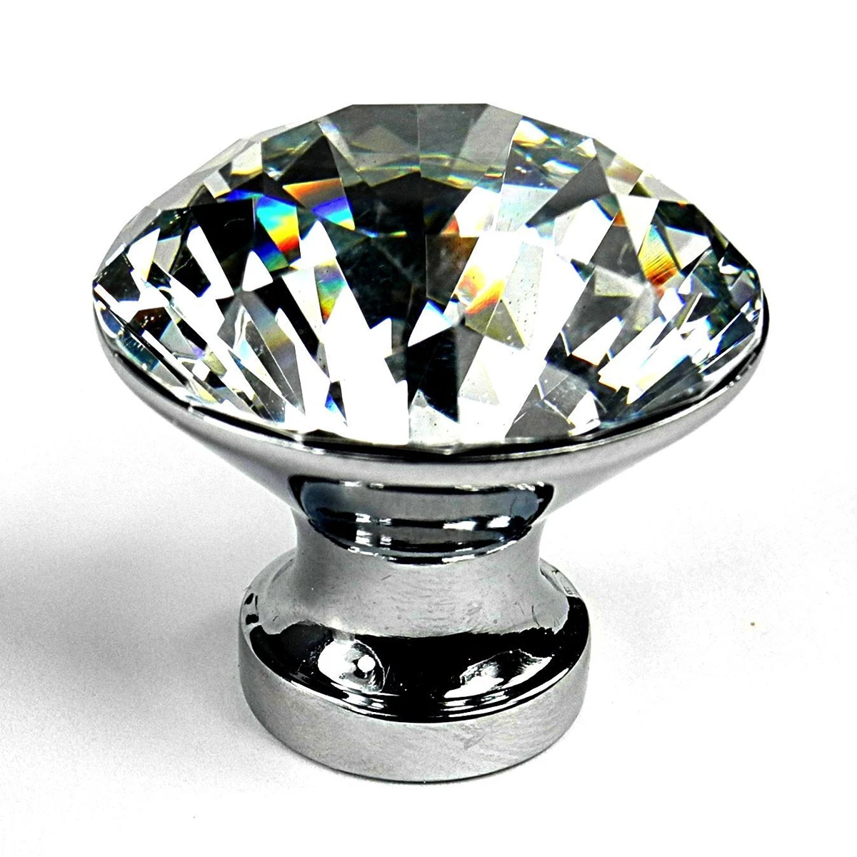 

5pcs Crystal Glass Knobs 30mm Diameter 32mm Height Zinc Alloy Diamond Shaped Cupboard Drawer Handles Hardware